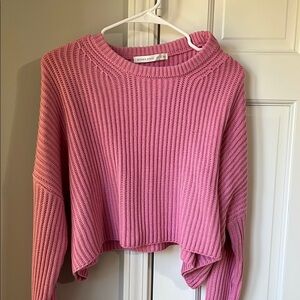 Altar'd State Pink Crew Neck Sweater Ribbed Knit Oversized Fit